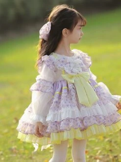 Cute Round Neck Lace Broken Flowers Princess Dress Sweet Lolita Spring Kids Long Sleeve Dress -NAUS Lolita Shop 6 500x672 967