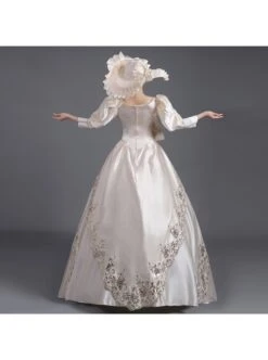 Champagne Puff Mid-length Sleeve Pearls Large Bowknot Court Ladylike Style Elegant Charming Prom Lolita Dress -NAUS Lolita Shop 7 500x672 136