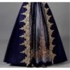 Golden Embroidery Short Sleeves Elegant Blue Long European Style Retro Court Prom Lolita Dress