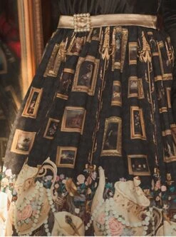 Ceylon Under The Moon Series Classical Oil Painting Style Printed Elegant JSK Classic Lolita Sleeveless Dress -NAUS Lolita Shop 7 500x672 186