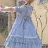Pure Color Elegant Ruffles High Waist Short Sleeve Lolita Dress