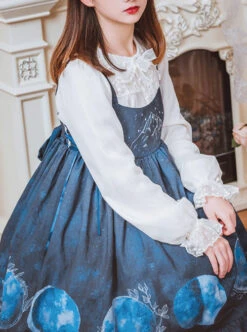Lunar Eclipse Series Classic Lolita Dark Blue Sling Dress -NAUS Lolita Shop 7 500x672 194