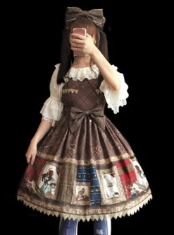 Magic Dictionary Series Plaids Printing Classic Lolita Sling Dress -NAUS Lolita Shop 7 500x672 224