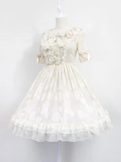 Dark Blue Short Sleeves With Flounce Hemline Lace Dress -NAUS Lolita Shop 7 500x672 254