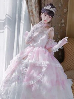 Gorgeous Retro Tea Party Simulation Flower Suspenders Pink Irregular Printing Irregular Hem Design Classic Lolita Sleeveless Dress -NAUS Lolita Shop 7 500x672 258