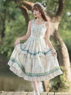 Konggu Changfeng Series Pastoral Style Floral Print Belt Embroidery Classic Lolita Sleeveless Dress -NAUS Lolita Shop 7 500x672 272