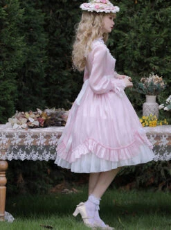 Elegant Pure Color Princess Streamer Yarn Simple Fairy Classic Lolita Long Sleeve Dress -NAUS Lolita Shop 7 500x672 273
