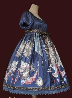 Distant Bells Series OP High Waist Classic Lolita Short Sleeve Dress -NAUS Lolita Shop 7 500x672 286