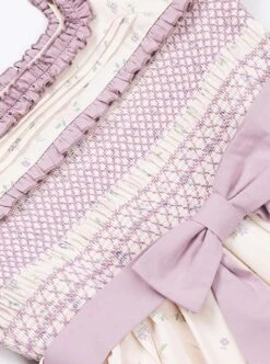 Pastoral Style Square Neck Floral Bow-Knot Decoration Detachable Sleeves Classic Lolita Long Short Sleeve Dress -NAUS Lolita Shop 7 500x672 299