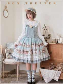 Box Theater Series JSK Printing Embroidery Normal Waist Classic Lolita Sling Dress -NAUS Lolita Shop 7 500x672 307