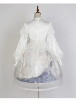 Pick The Stars Series OP Elegant Printing Classic Lolita Dreamy White Long Sleeve Dress -NAUS Lolita Shop 7 500x672 318