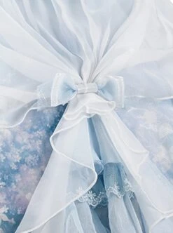 Blue Elegance Open Back Swan Castle Print Bow Lace Bead Chain Necklace Puff Hand Sleeve Classic Lolita Sleeveless Dress -NAUS Lolita Shop 7 500x672 327