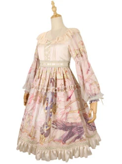 Beginning Of Sun And Moon Series OP Vintage Printing Elegant Classic Lolita Long Sleeve Dress -NAUS Lolita Shop 7 500x672 355