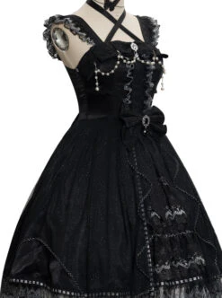 Night Elf Series JSK Black Lace Retro Elegant Gothic Lolita Sling Dress -NAUS Lolita Shop 7 500x672 371