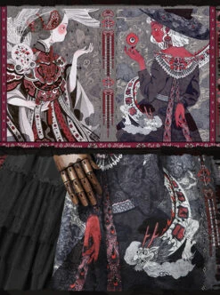 The Witch Image Series JSK Darkness Style Printing Small High Waist Side Placket Halloween Gothic Lolita Sling Dress -NAUS Lolita Shop 7 500x672 373