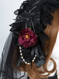 Day Night Light Series Gorgeous Noble Elegant Palace Style Dark Black Gothic Lolita Black Wedding Dress Veil Full Set -NAUS Lolita Shop 7 500x672 386