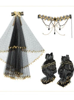 Golden Lily Series JSK Retro Elegant Palace Style Gothic Lolita Black And Golden Sling Dress -NAUS Lolita Shop 7 500x672 387