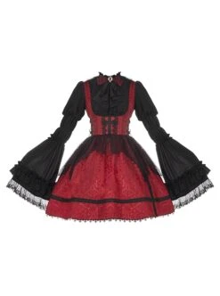 Court Style Retro Fishbone Breast Support Three-Dimensional Jacquard Long Sleeve Gothic Lolita Dress -NAUS Lolita Shop 7 500x672 388
