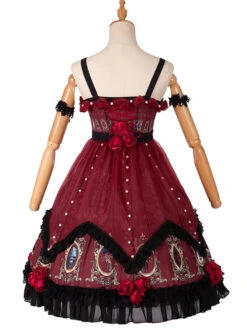 The Split Love Series Rose Gothic Lolita Red Sling Dress -NAUS Lolita Shop 7 500x672 407