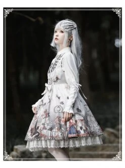 Black Fairy Tale Series JSK Darkness Printing Retro Gothic Lolita Sling Dress -NAUS Lolita Shop 7 500x672 424