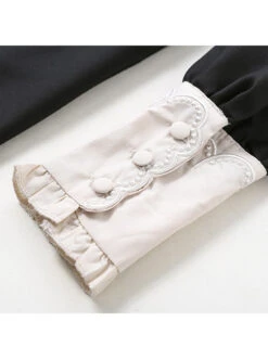 Little Stand Collar Concise Gothic Lolita Long Sleeve Dress -NAUS Lolita Shop 7 500x672 449