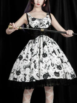 Diamond Star Meow Series Darkness Gothic Lolita Sling Dress -NAUS Lolita Shop 7 500x672 451