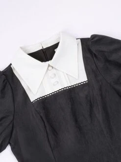 Redemption Cross Series Gothic Lolita Bat Necklace Nun Style Black Holiness Puff Long Sleeve Dress -NAUS Lolita Shop 7 500x672 56