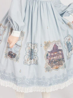 The Gallery Series OP Printing Classic Lolita Light Blue Long Sleeve Dress -NAUS Lolita Shop 7 500x672 60
