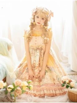 Afternoon Sweet Tea Series JSK Wave Dot Tulle Hem Cute Printing Sweet Lolita Yellow Sling Dress Short Sleeve Shirt Set 20 Afternoon Sweet Tea Series JSK Wave Dot Tulle Hem Cute Printing Sweet Lolita Yellow Sling Dress Short Sleeve Shirt Set -NAUS Lolita Shop 7 500x672 606