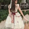 Symphonic Poetry Series Small Flying Sleeves Square Neck Waist Neck Ribbon Bowknot Decorated Mesh Ruffles Sweet Lolita Dress