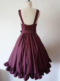 Pure Color Lace-up Punk Lolita Deep Collar Dress -NAUS Lolita Shop 7 500x672 687