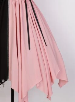 Guns N' Roses Series Black Pink Contrast Color Stitching Guns N' Roses Embroidery Irregular Hem Punk Lolita Sleeveless Dress -NAUS Lolita Shop 7 500x672 694