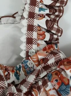 Little Bear Print Stripe Bow Check Print Classic Lolita Kids Sleeveless Dress -NAUS Lolita Shop 7 500x672 704