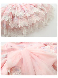 White Lace Cute Carousel Printing Children Sweet Lolita Princess Dress Kids Pink Long Sleeve Dress -NAUS Lolita Shop 7 500x672 712