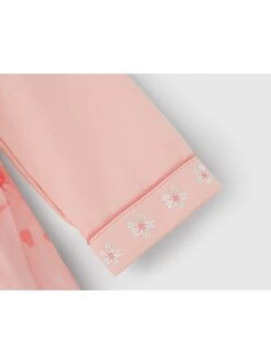 Cute Pink Mesh Flower Print Decoration Delicate Bunny Embroidery Bow Knots Hanfu Style Long Sleeve Kid Dress -NAUS Lolita Shop 7 500x672 718