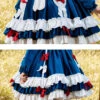 Doll Collar Lovely Long Ear Rabbit Bowknot Children Sweet Lolita Kids Blue Velour Long Sleeve Dress