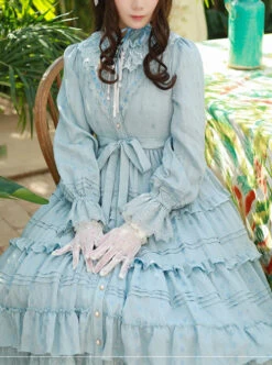 Elegant Little High Collar Jacquard Ruffle Long Sleeve Classic Lolita Long Style Dress -NAUS Lolita Shop 7 500x672 73