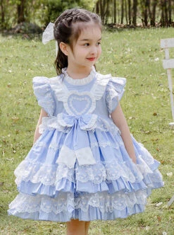 Light Blue Cotton Ruffle Children Sweet Lolita Sleeveless Dress -NAUS Lolita Shop 7 500x672 753