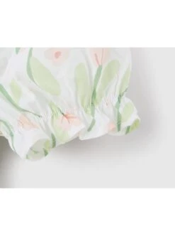 Classic Lolita Floral Flower Print Folds Decoration Square Lapel Bow Design Green Kid Short Sleeve Dress -NAUS Lolita Shop 7 500x672 754