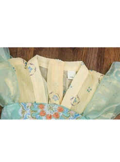 Chinese Style Flowy Vintage Silk Streamers Exquisite Embroidery Pearl Decoration Gradient Hem Kids Dress -NAUS Lolita Shop 7 500x672 755