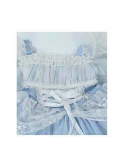 Castle Pattern Decoration Snowflake Sequins Ruched Lace Mesh Trim Classic Lolita Kid Princess Slip Dress -NAUS Lolita Shop 7 500x672 756