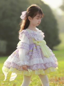 Cute Round Neck Lace Broken Flowers Princess Dress Sweet Lolita Spring Kids Long Sleeve Dress -NAUS Lolita Shop 7 500x672 764