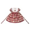 Retro Red Plaid Cartoon Animation Print Decoration Cute Doll Neckline Pleated Puff Cuffs Kids Classic Lolita Dress
