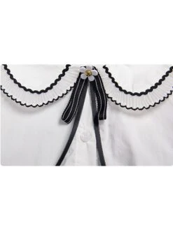 Campus Style Cotton Pleated Ruffled Doll Neckline Black Strap Pearl Decoration Children Lolita Kids Cute Dress Set -NAUS Lolita Shop 7 500x672 771