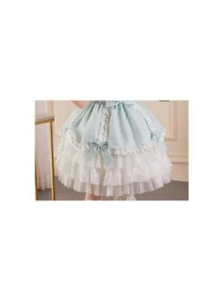Solid Color Jacquard Round Neck Court Style Kids Puff Sleeve Bow Sweet Lolita Dress -NAUS Lolita Shop 7 500x672 809