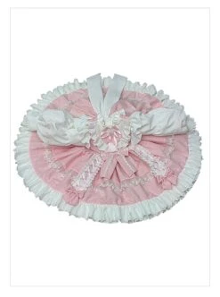 Pink Cute Princess Fluffy Bowknots Puff Sleeves White Ruffles Floral Lace Kids Sweet Lolita Long Sleeves Dress -NAUS Lolita Shop 7 500x672 811