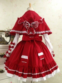 Red And White Lace Bowknot Sweet Lolita Dress Set -NAUS Lolita Shop 7 500x672 813