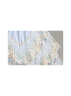 Light BluePuff Long Sleeve Delicate Lace Hem Dreamy Gorgeous Royal Court Retro Prom Lolita Dress -NAUS Lolita Shop 8 500x672 109