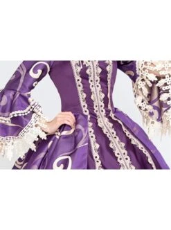 Noble Gorgeous Dark Purple Square Collar Long Sleeve Gold Edge Temperament Charming Court Style Lolita Prom Dress -NAUS Lolita Shop 8 500x672 120