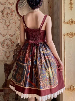 Glory Book Series Vintage Crown Jewels Pattern Print Classic Lolita Bow Knot Sling Dress -NAUS Lolita Shop 8 500x672 129